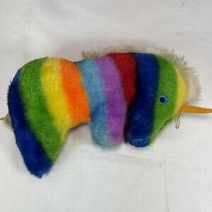 dan brechner 7" VTG plush rainbow unicorn SOFT CUTE Vibrant Colorful Fantasy HTF